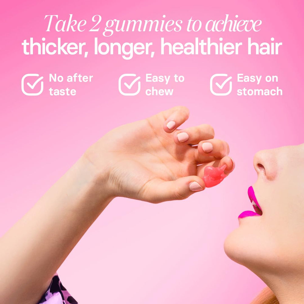 Lifestyle shot promoting healthy hair and nails