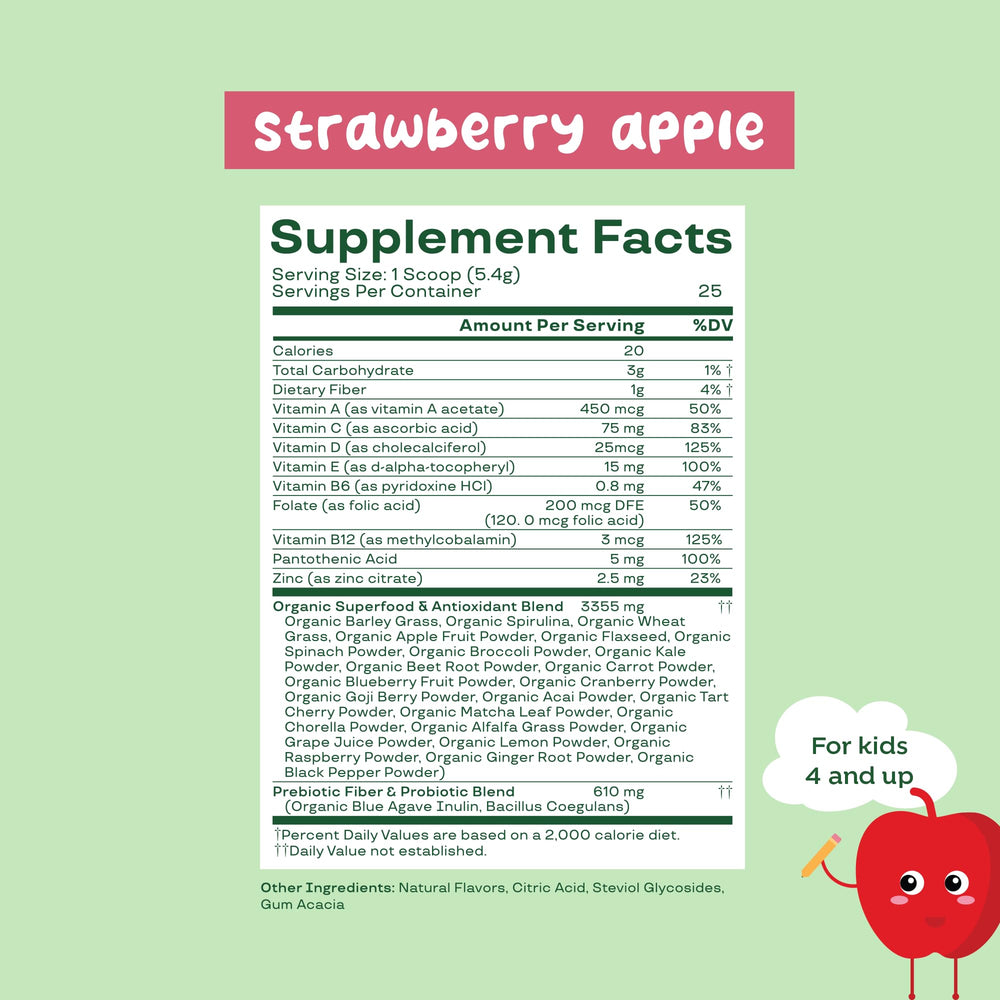 Chlorella, beet root powder and probiotics ingredients illustration