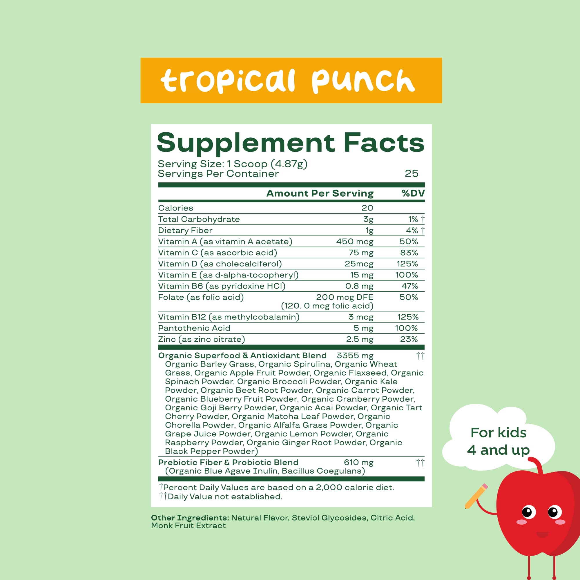 Serving suggestion: scoop mixed with 8 oz of water or a smoothie