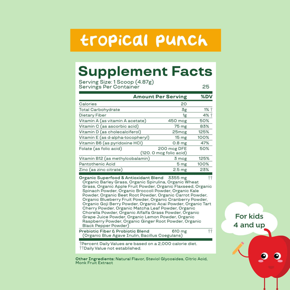 Serving suggestion: scoop mixed with 8 oz of water or a smoothie