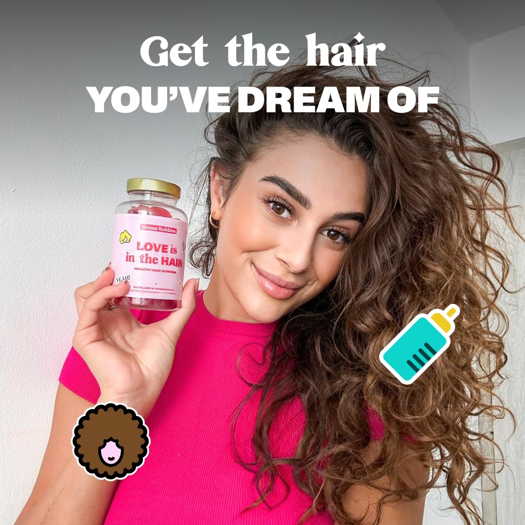Postpartum hair support concept with Bloom Robbins gummy