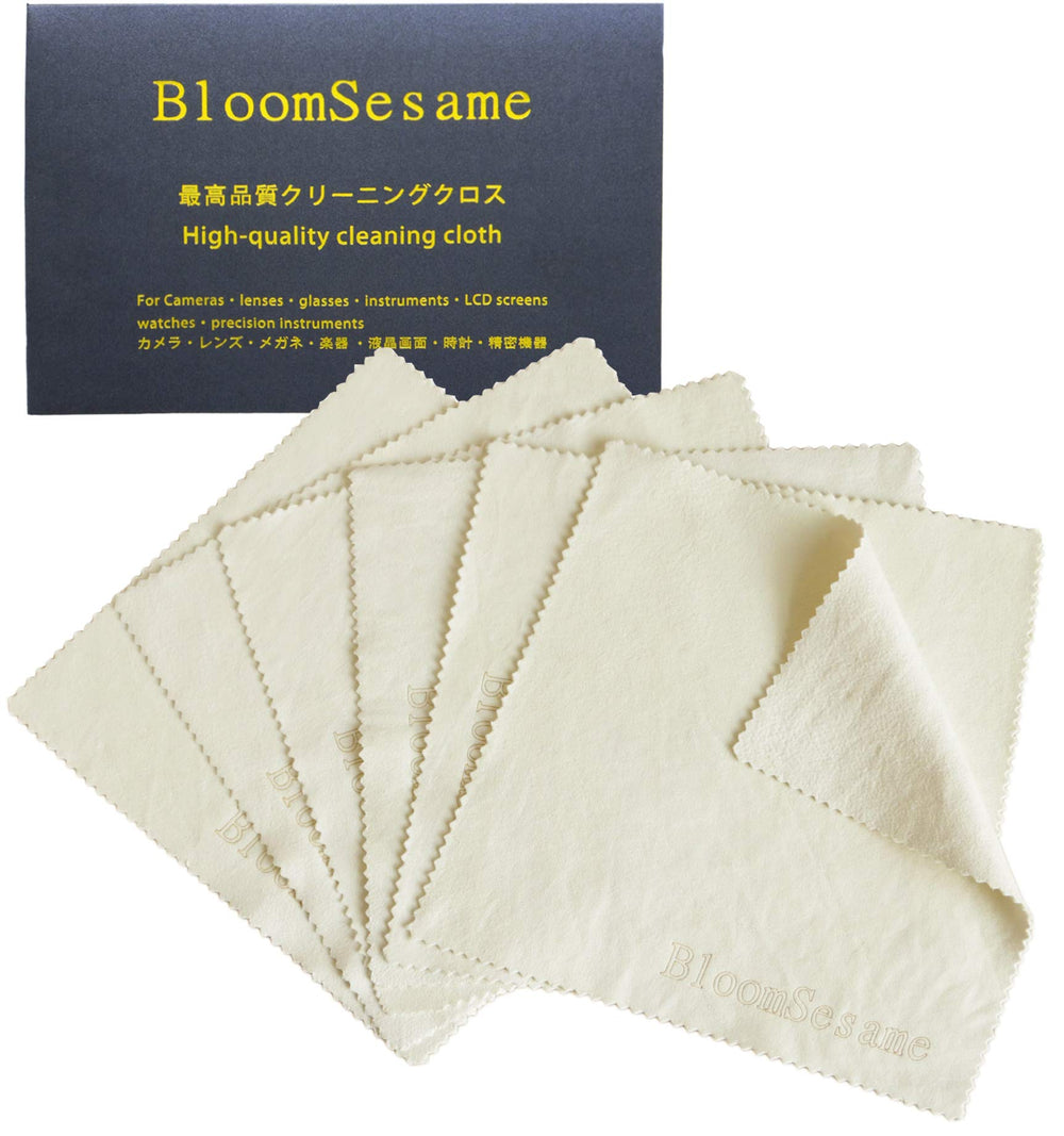Six BloomSesame Natural Chamois Cleaning Cloths laid flat, 6x6 inches