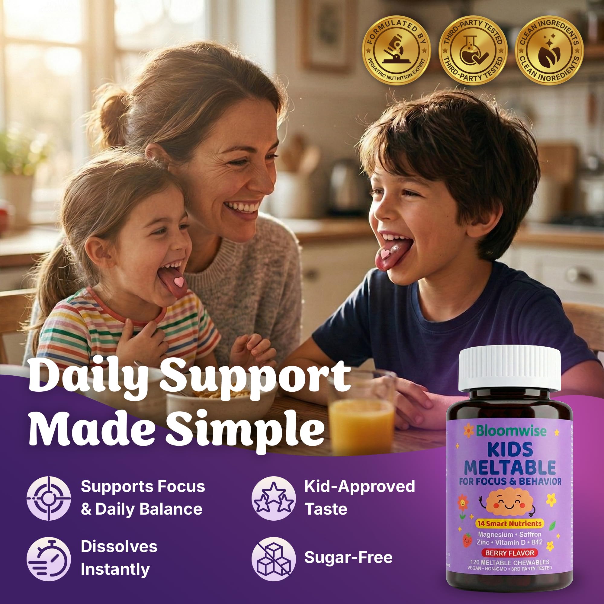 Open Bloomwise bottle showing many tablets for a 30-day supply convenience