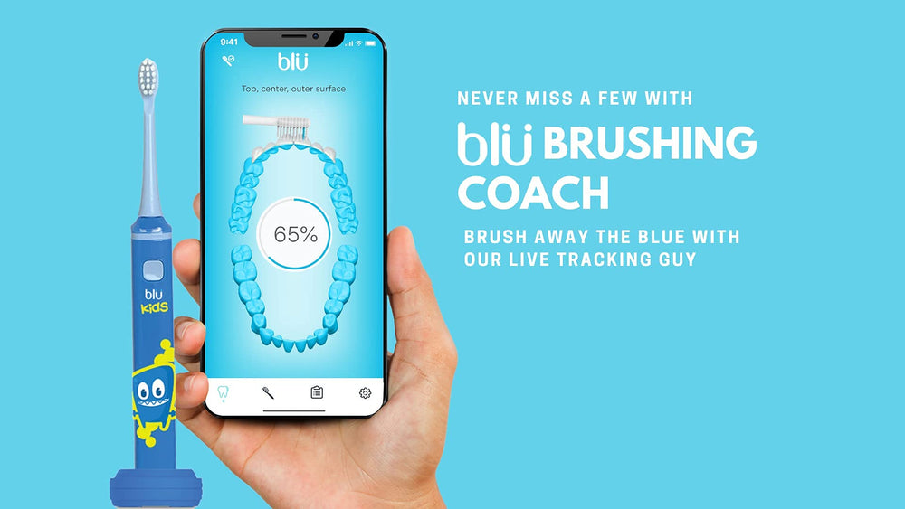 Child brushing with Blu Smart electric toothbrush