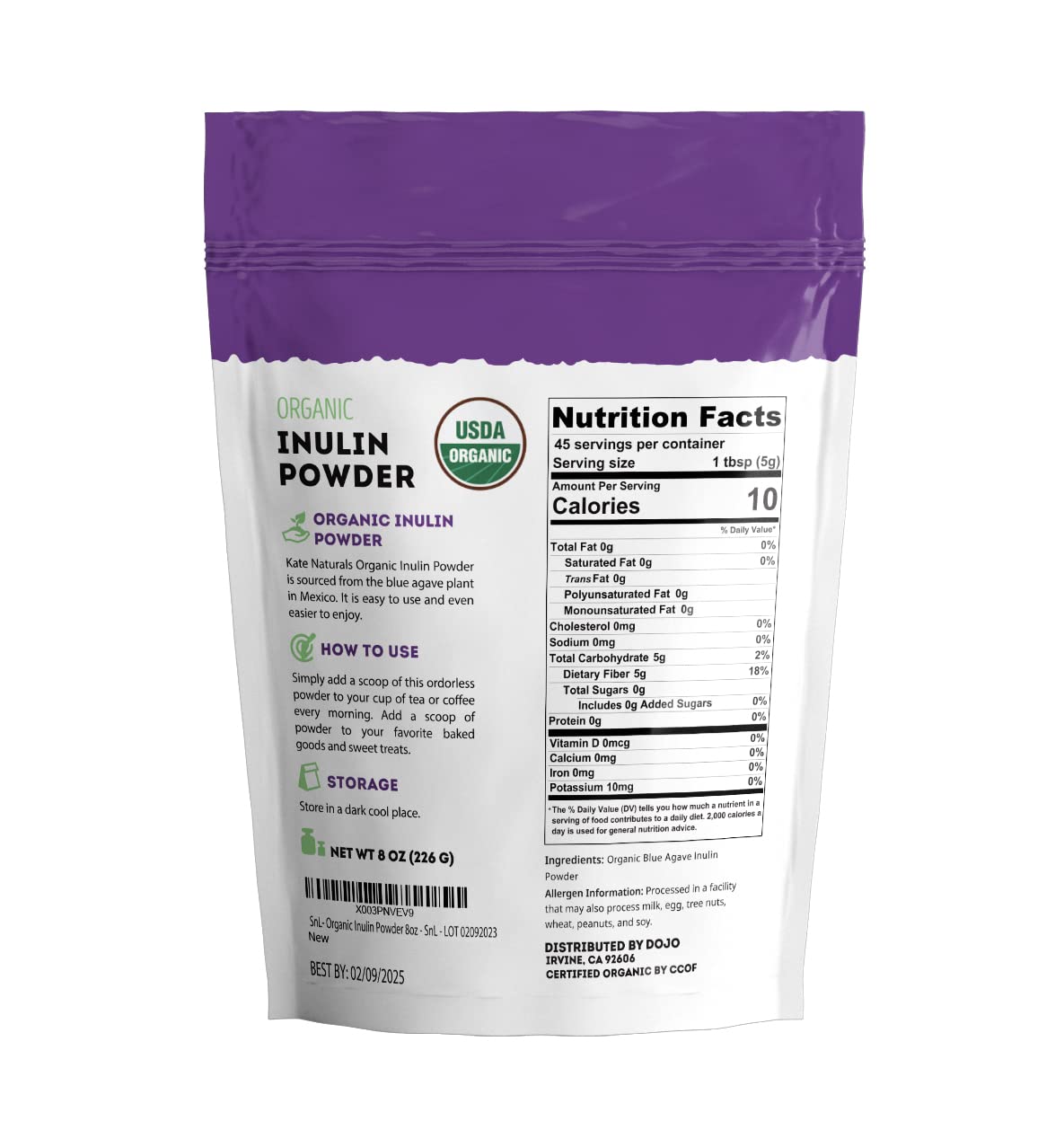 Organic blue agave inulin powder used as a natural sweetener