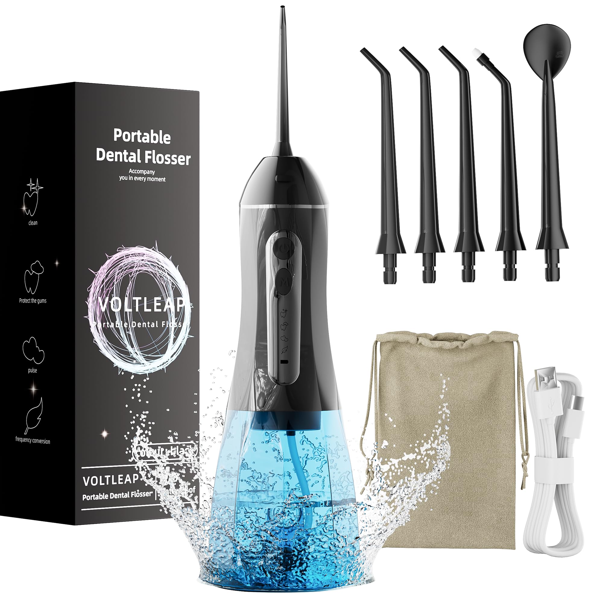 Blue and Black 2-Pack Water Flosser setup view