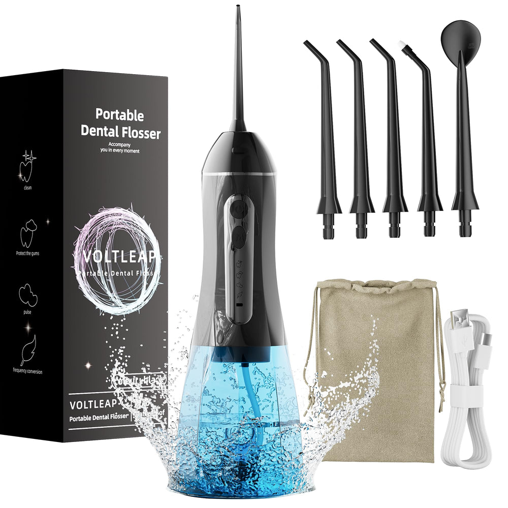 Blue and Black 2-Pack Water Flosser setup view