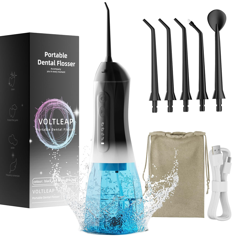 Close-up of water floss nozzle on Blue and Blackwhite 2-Pack Water Flosser