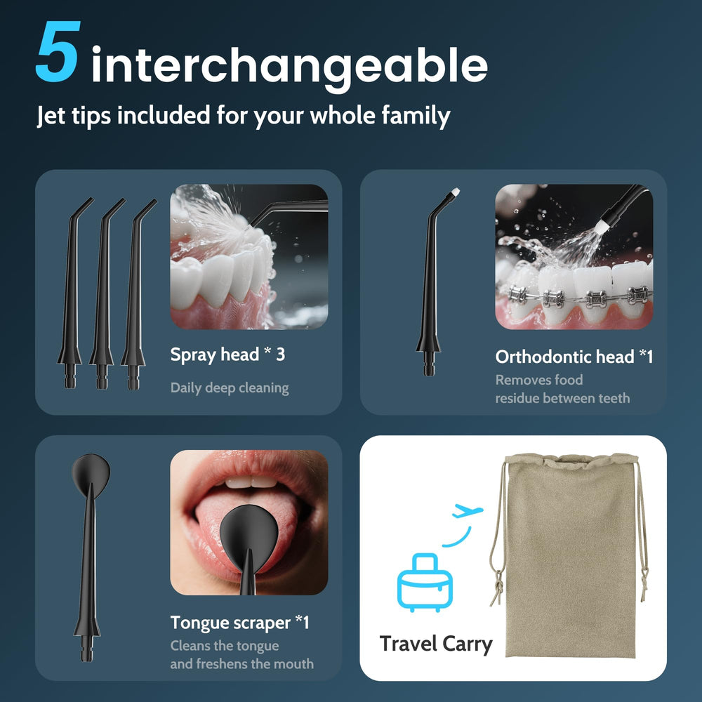 Travel-size water flosser ready for on-the-go cleaning