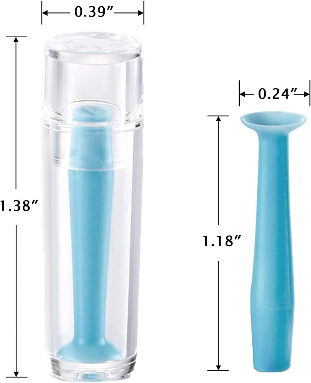Blue contact lens remover tool with plunger suction cup