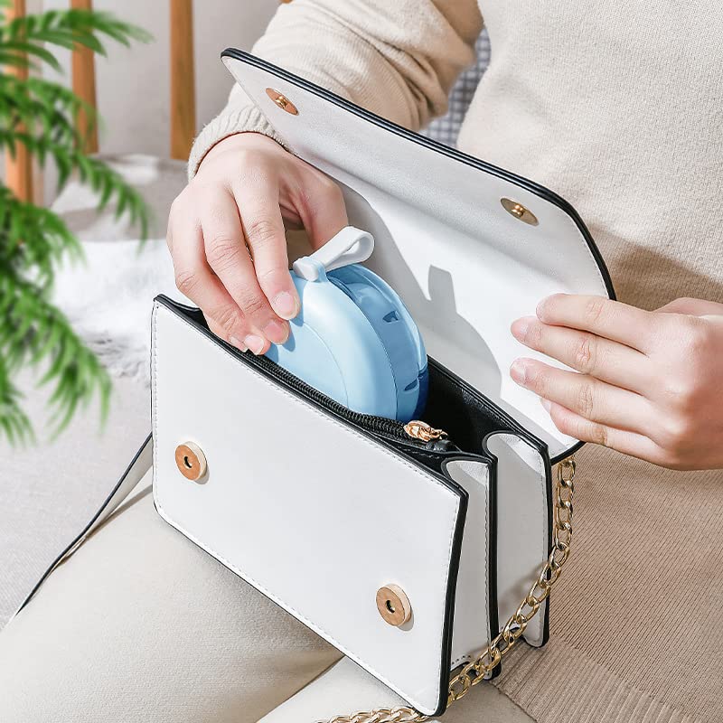 Blue denture cup with strainer for travel and clean care