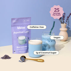 Close-up of blue lavender latte powder texture