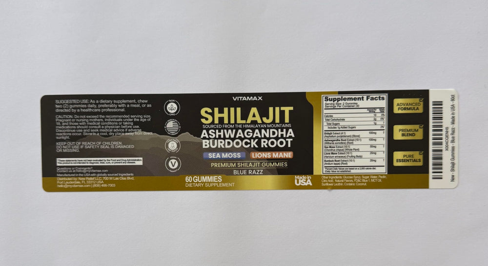 blue razz shilajit gummies 60 count packaging