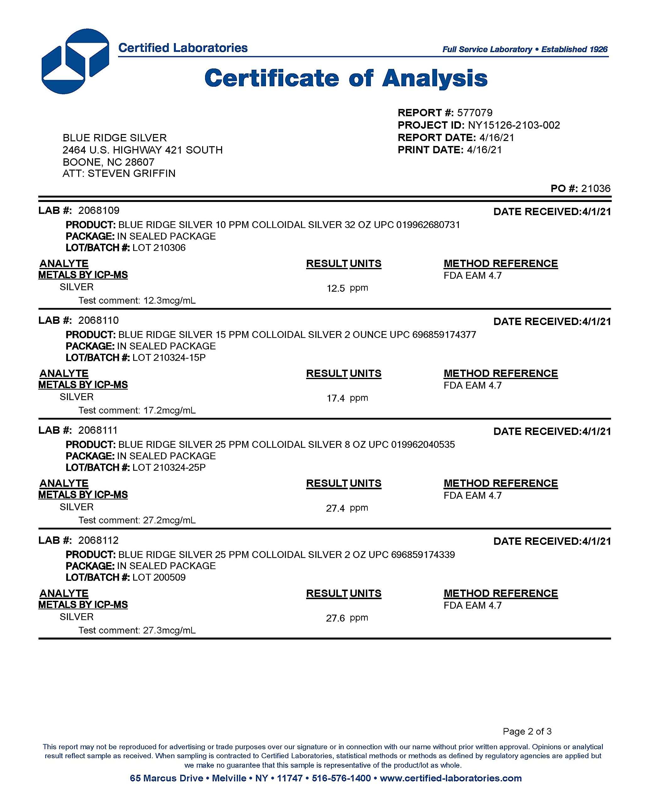 Person holding Blue Ridge Silver 32 oz bottle