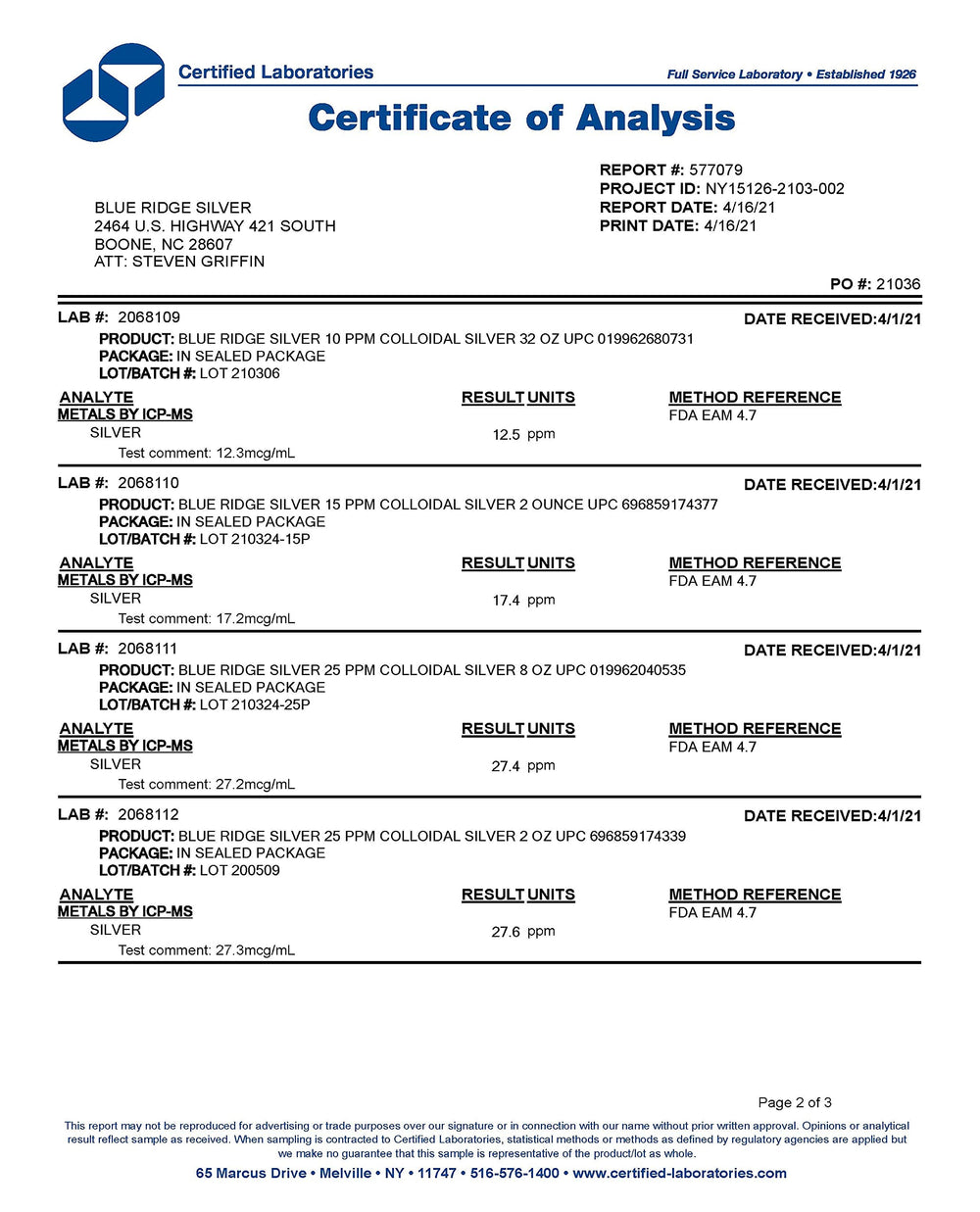 Person holding Blue Ridge Silver 32 oz bottle