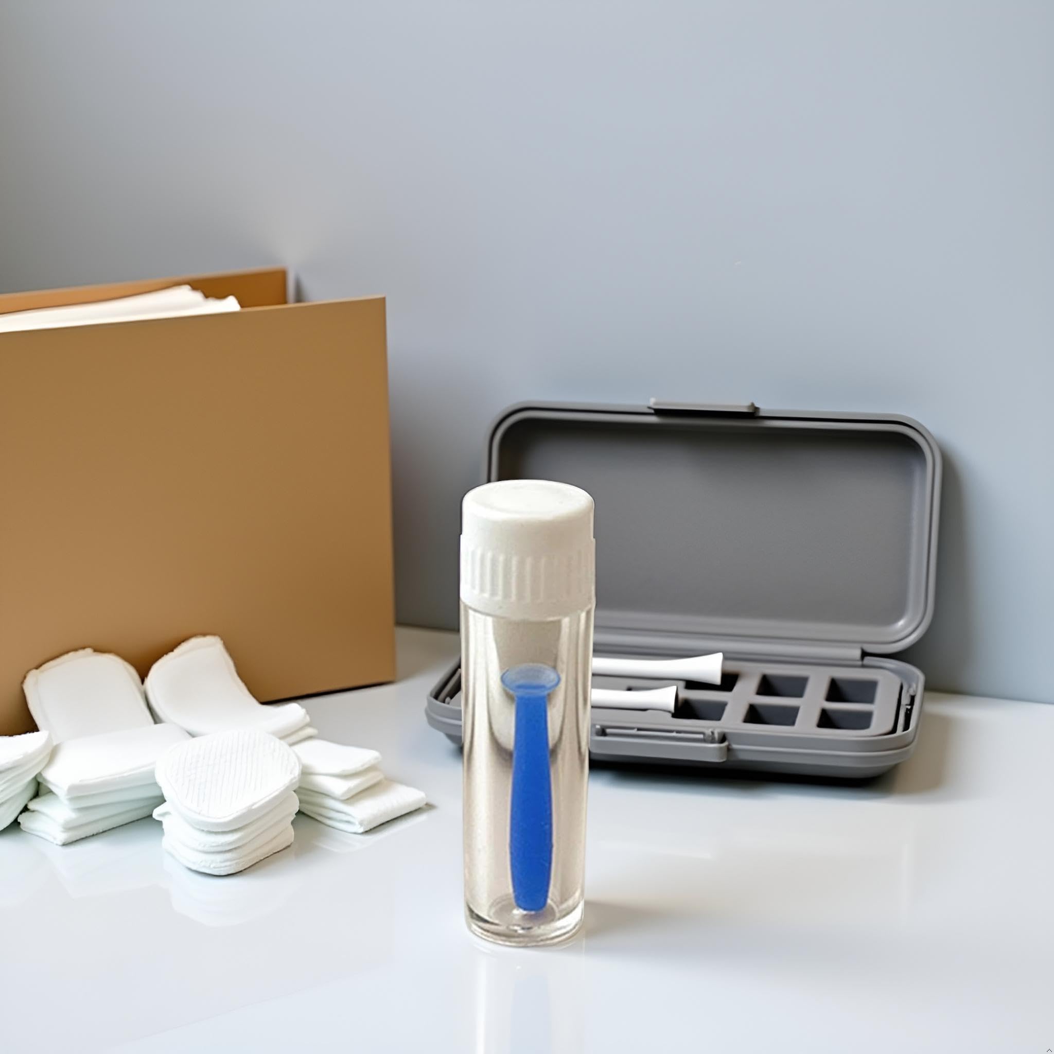 Tool fits in contact lens case for on-the-go use