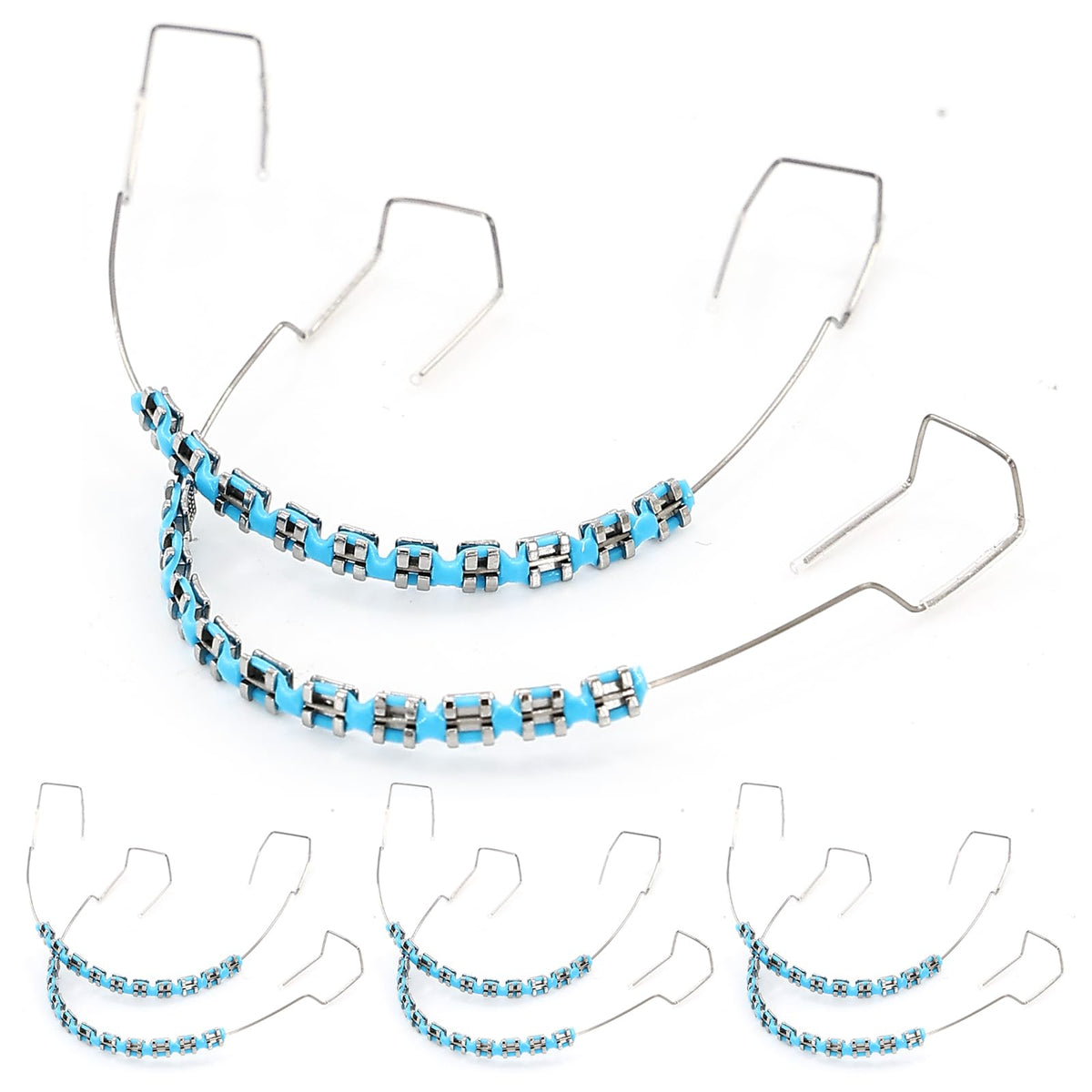 Blue braces fake brackets for teeth set of 4 pairs (image 1)