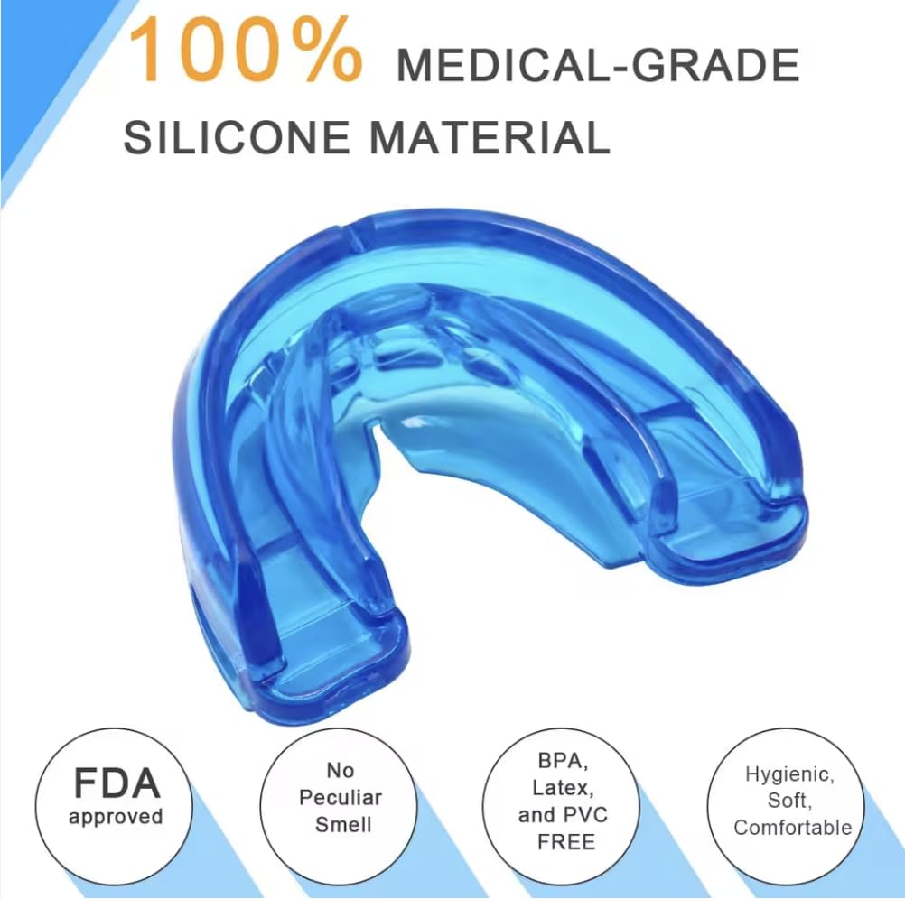 Blue travel case included with the mouth guard