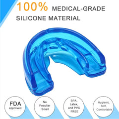 Blue travel case included with the mouth guard