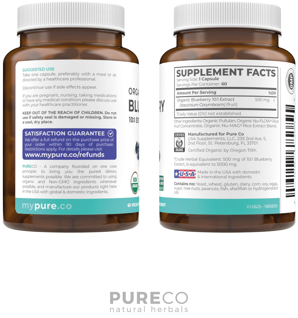 Healthy adult taking a blueberry extract capsule