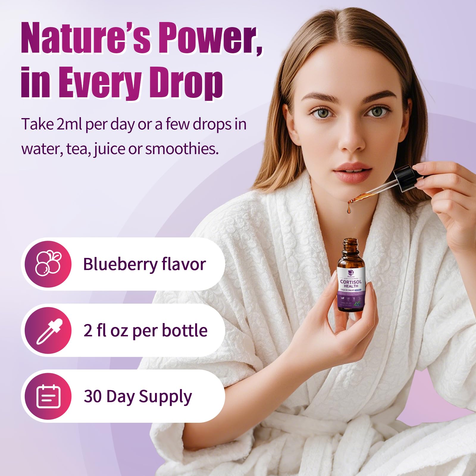 Blueberry flavor liquid drops for daily self-care