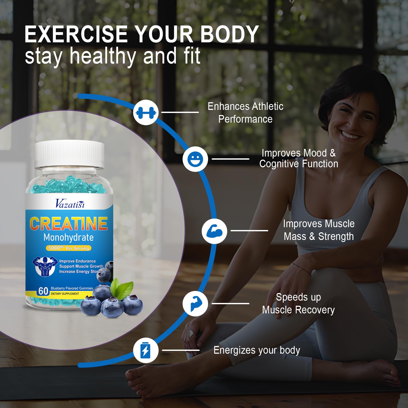 Close-up of blueberry-flavored creatine gummies