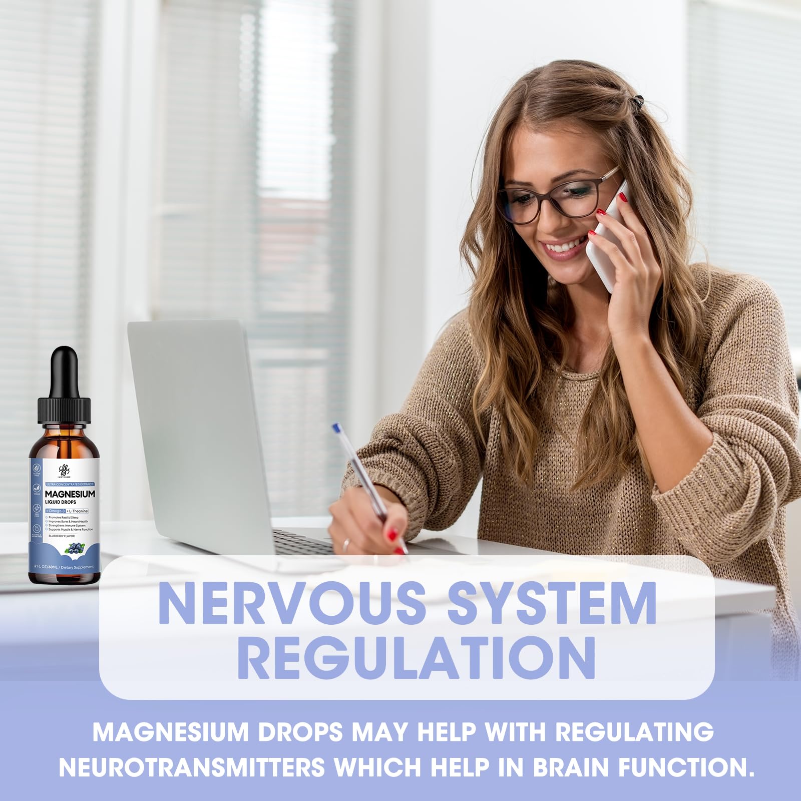 Blueberry flavored magnesium liquid drops