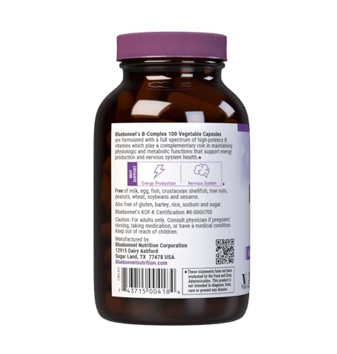 Close up of Bluebonnet B Complex bottle and capsules