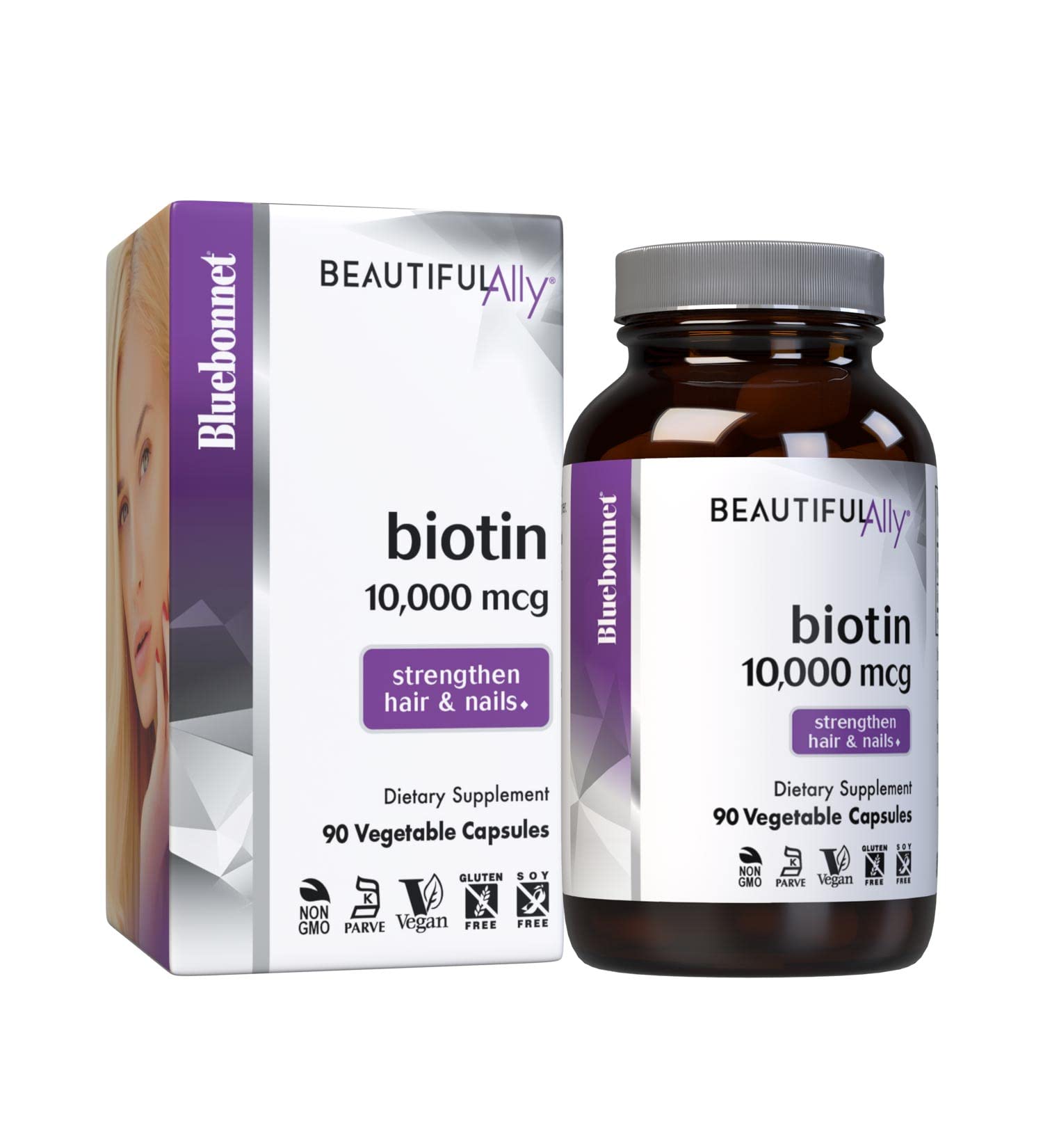 Bluebonnet Beautiful Ally Biotin 10,000 mcg bottle label