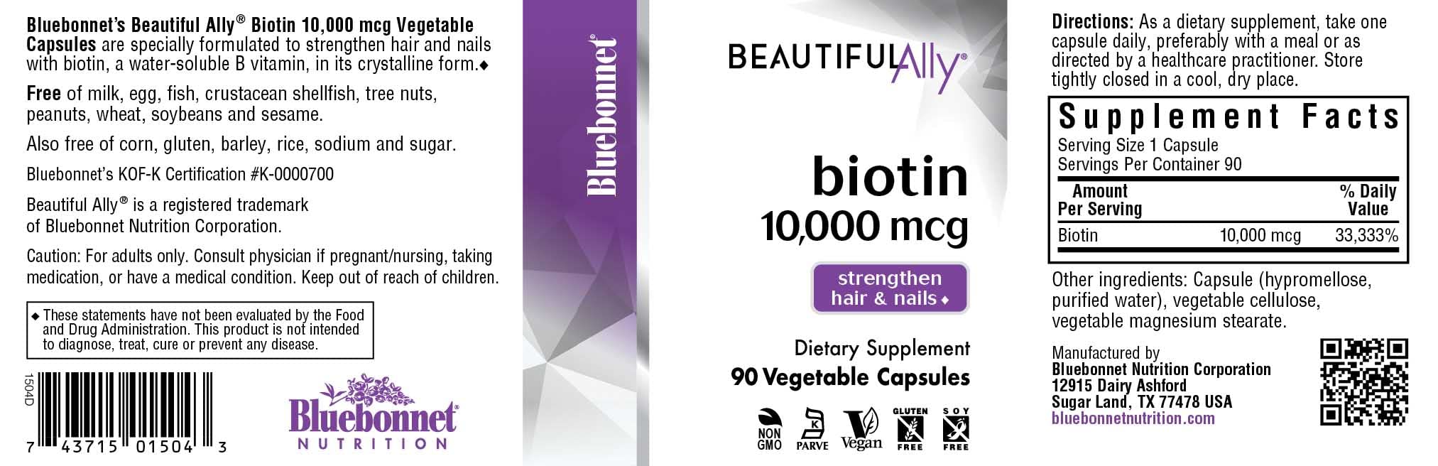 Biotin 10,000 mcg capsules 90-serving bottle