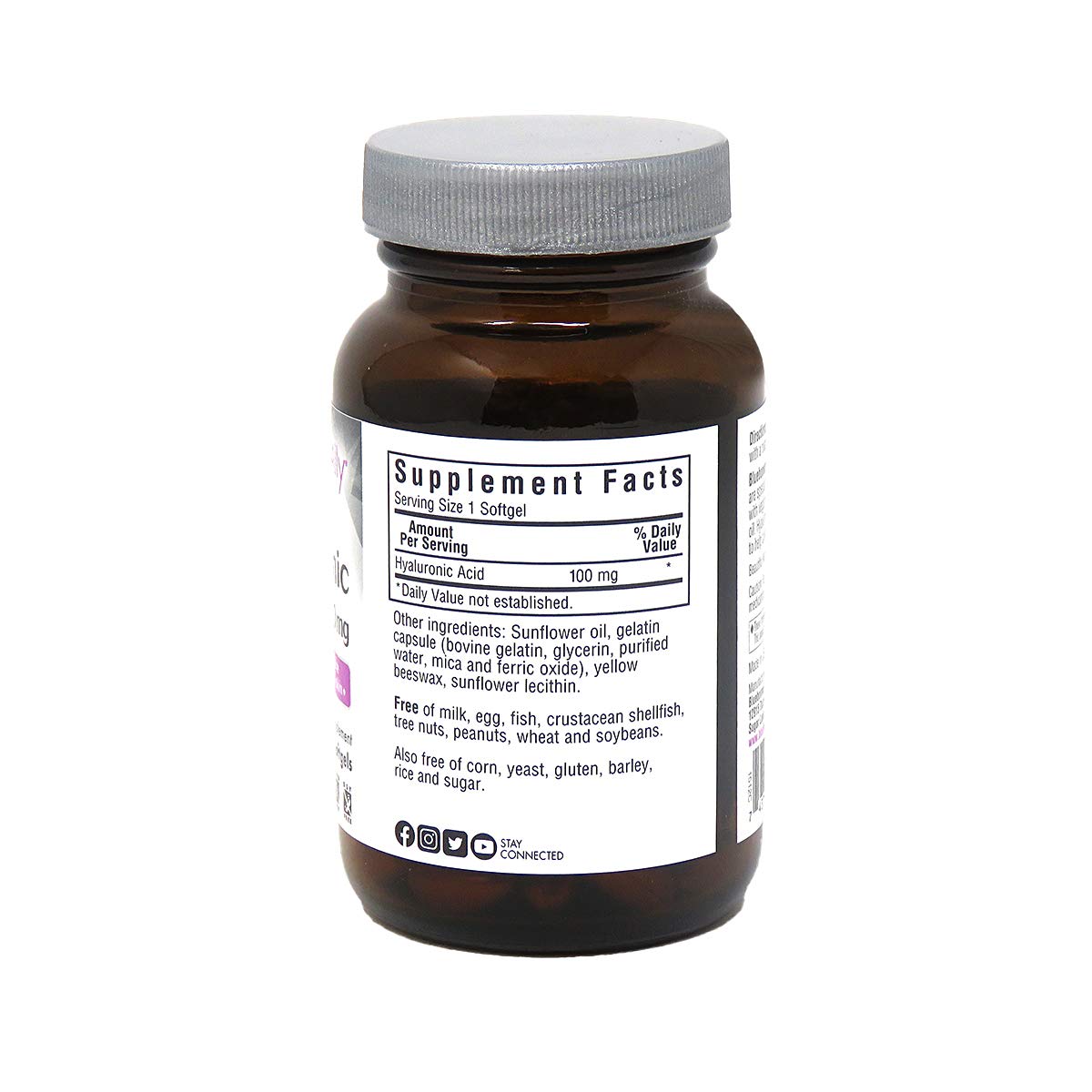 Hyaluronic acid softgels next to Bluebonnet bottle