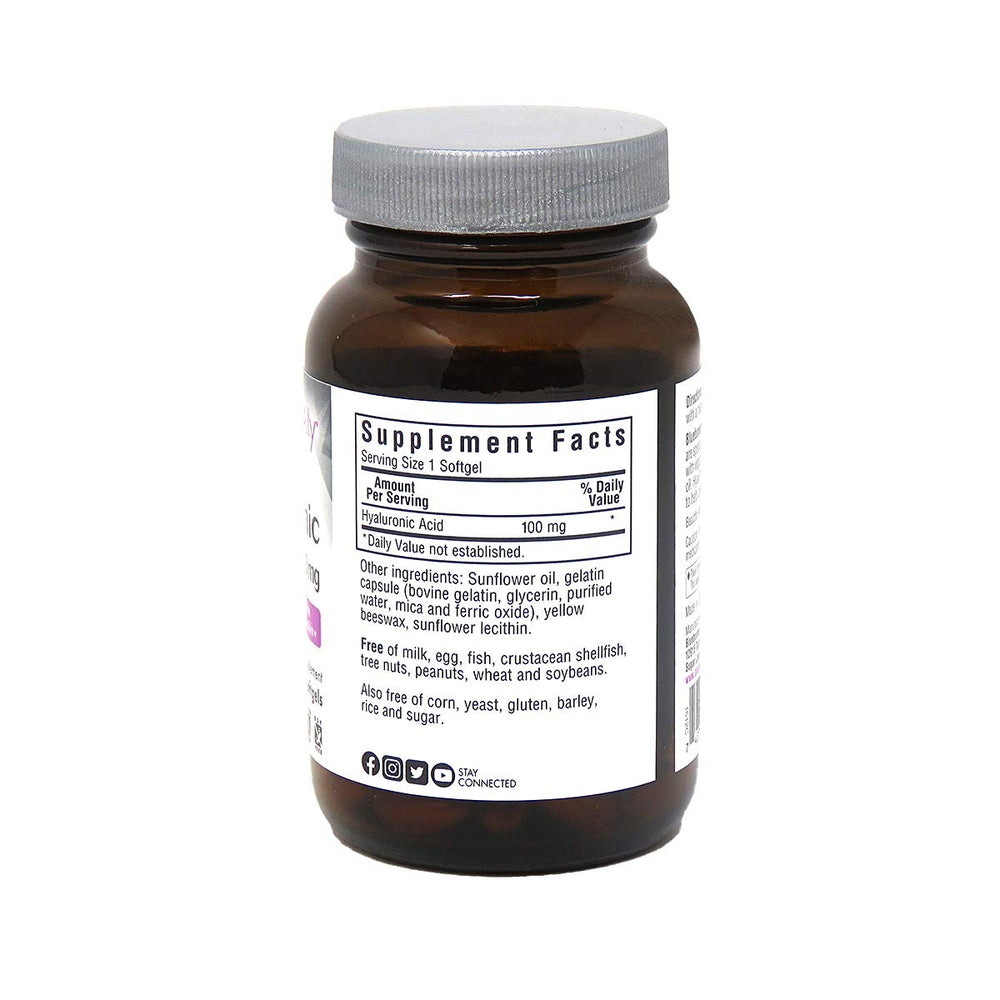 Hyaluronic acid softgels next to Bluebonnet bottle