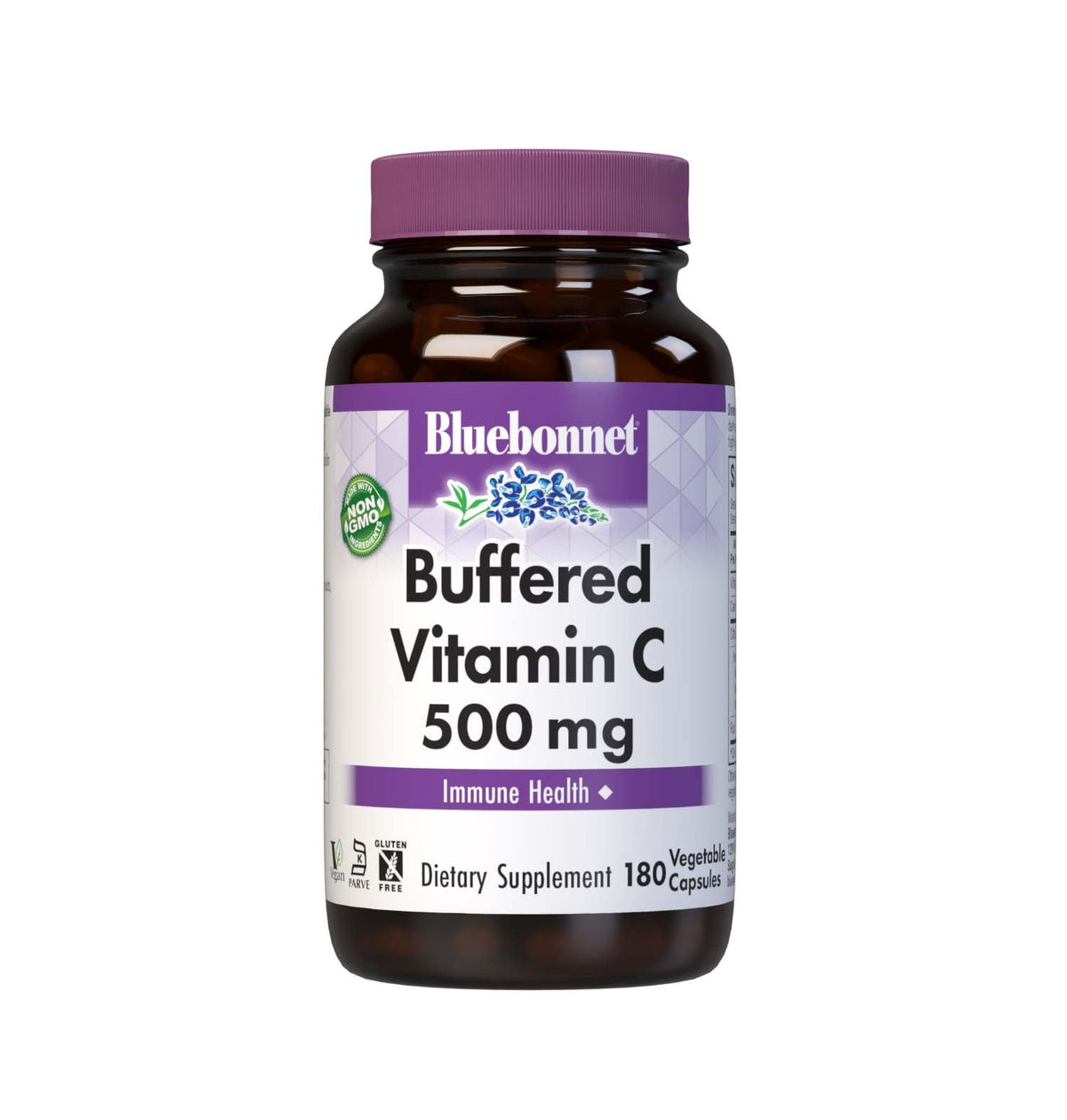 BlueBonnet Buffered Vitamin C-500 mg Vegetable Capsules front label