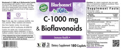 Bluebonnet C-1000 mg Plus Bioflavonoids Caplets bottle with caplets and citrus bioflavonoids imagery