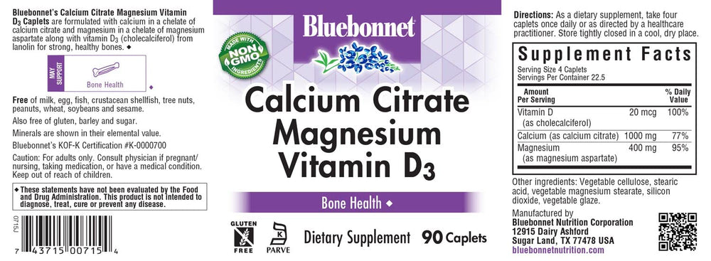 Close-up of label showing 1000 mg calcium per serving