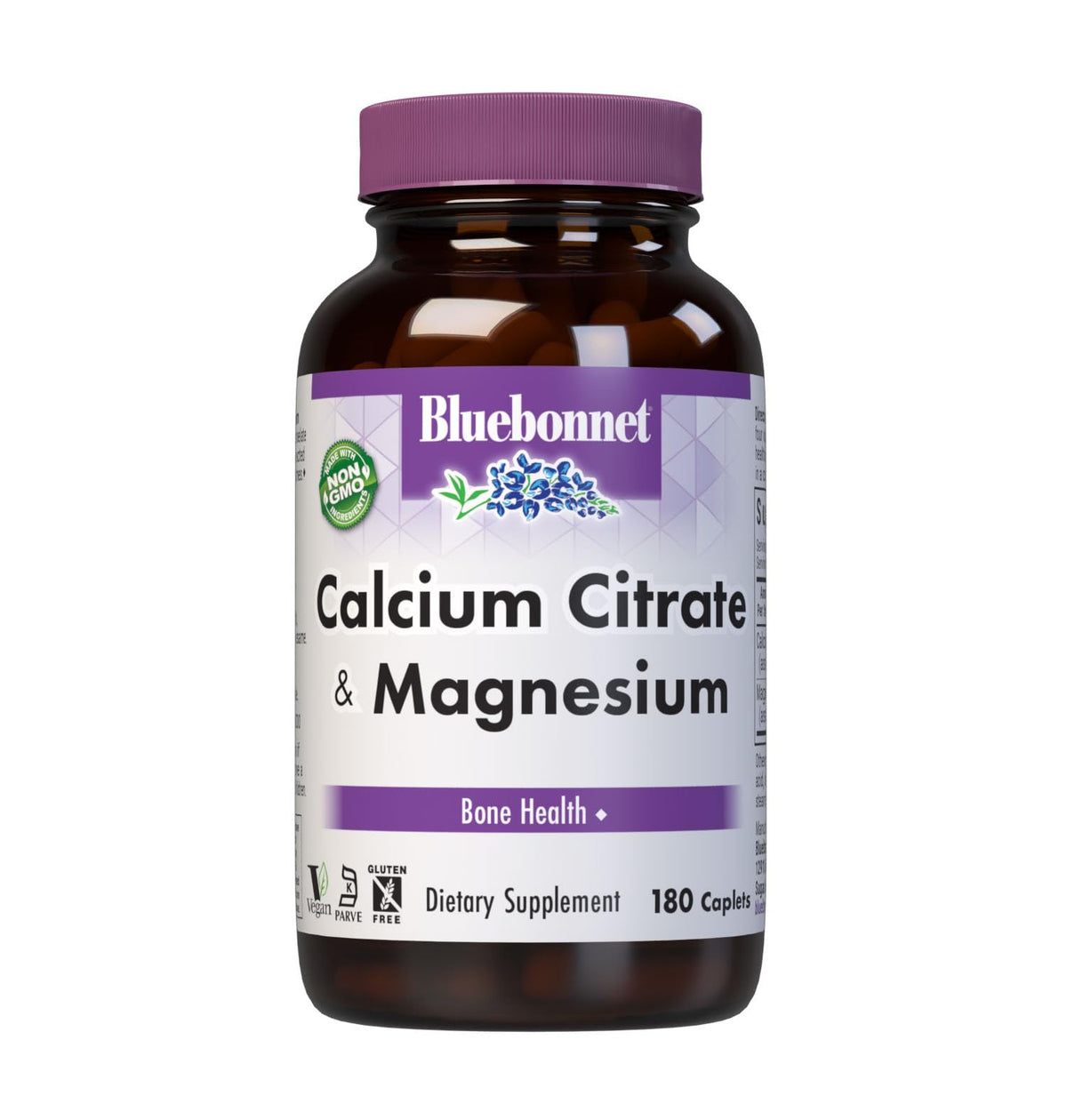 BlueBonnet Calcium Plus Magnesium Caplets bottle - front view