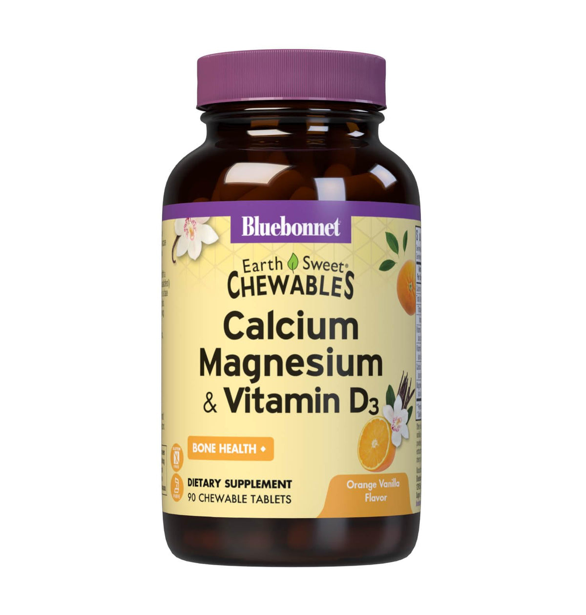Bluebonnet Calcium Magnesium Plus Vitamin D3 EarthSweet chewable tablets bottle