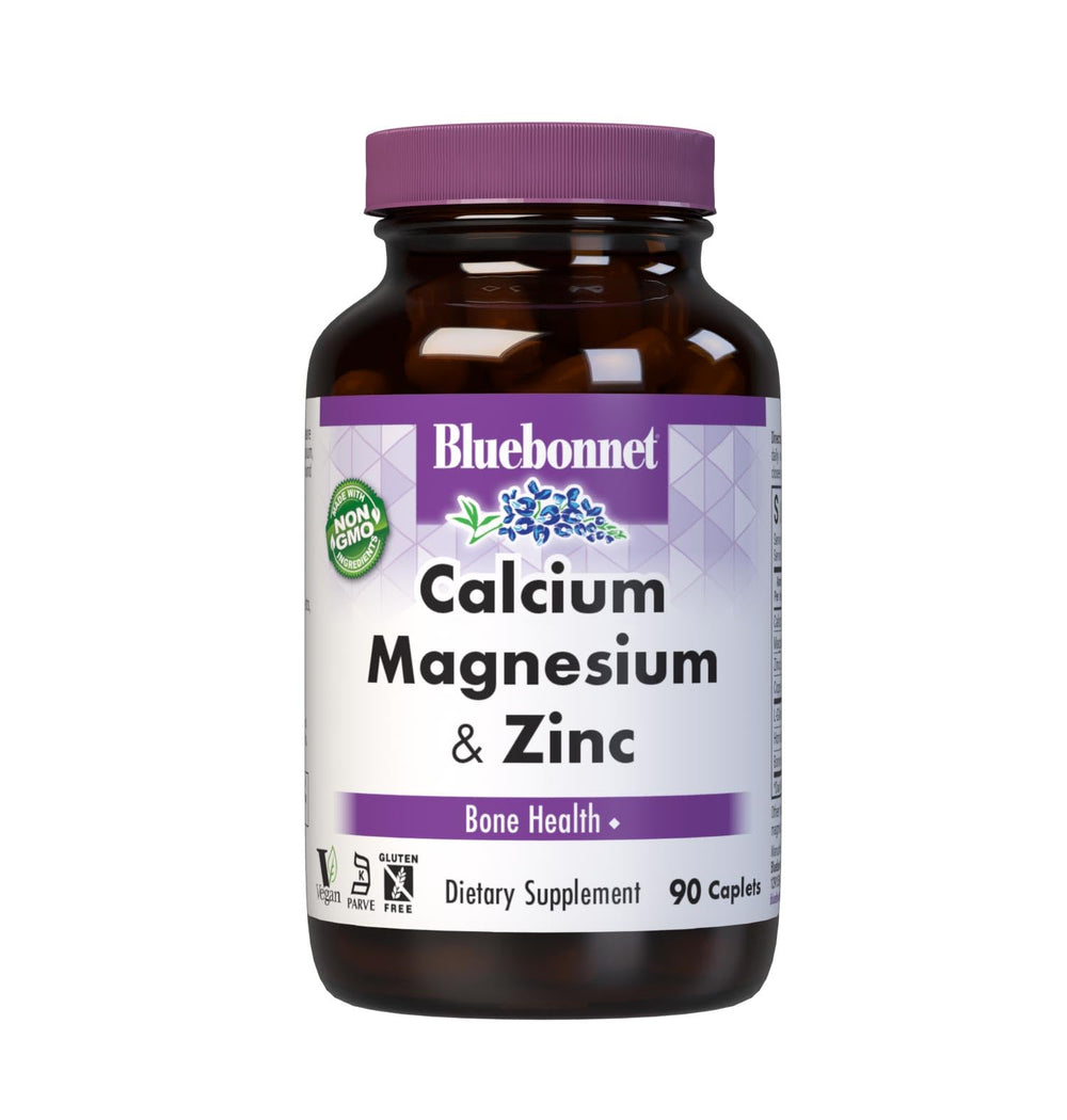 BlueBonnet Calcium Magnesium Zinc Caplets bottle front