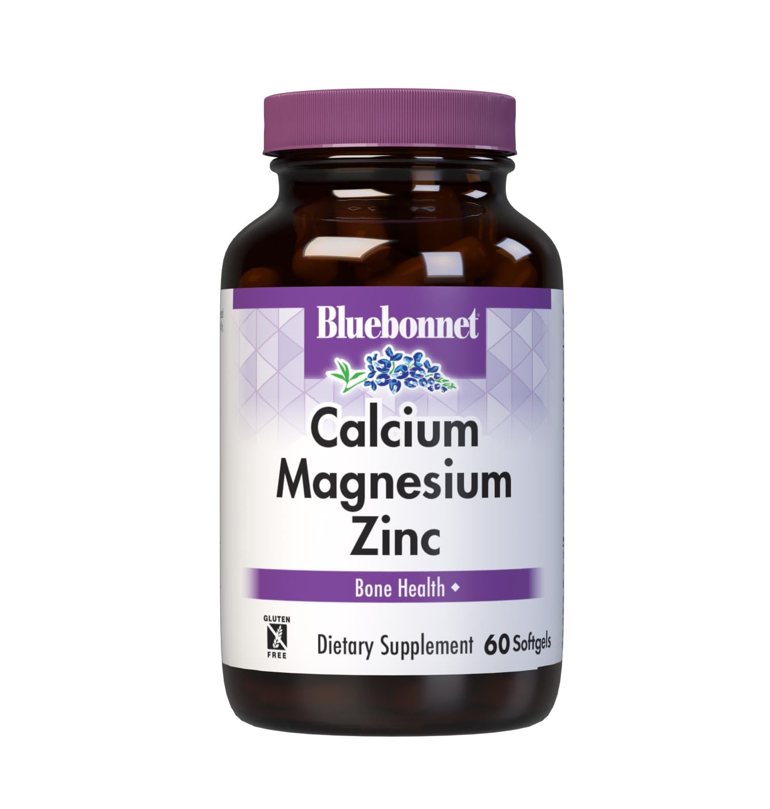 Bluebonnet Calcium Magnesium Zinc Softgels bottle with 60 softgels