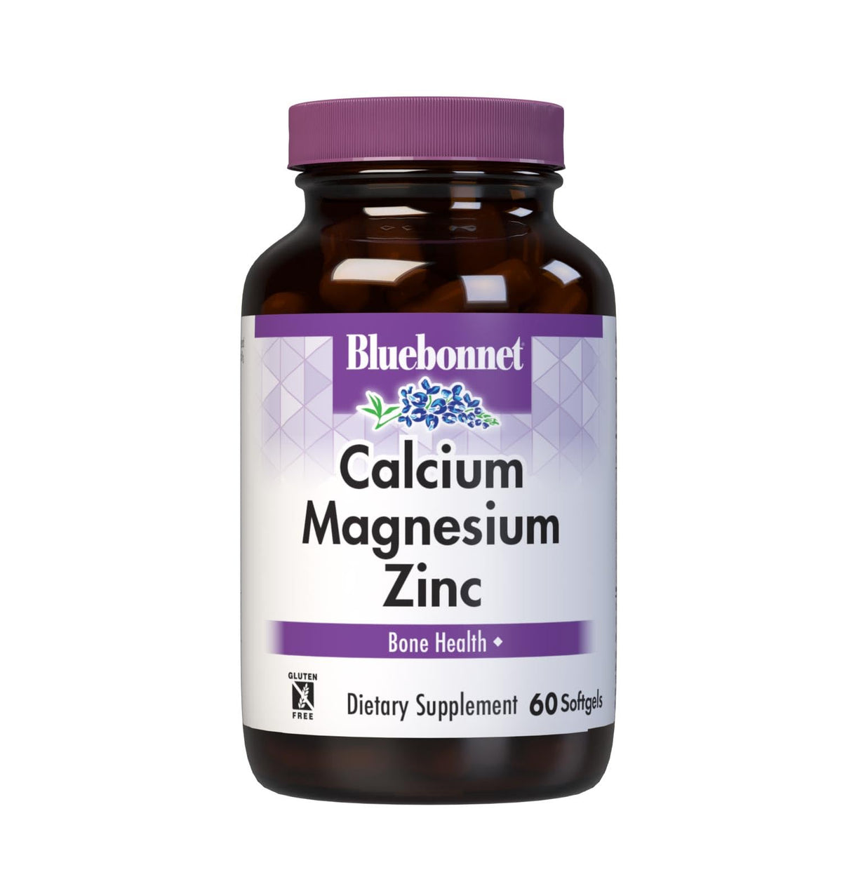 Bluebonnet Calcium Magnesium Zinc Softgels bottle with 60 softgels