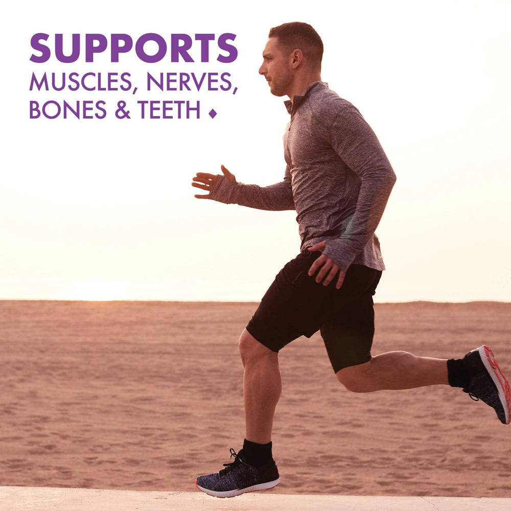 Supplement facts: 1000 mg calcium, 500 mg magnesium, 15 mg zinc, 400 IU vitamin D3 per serving