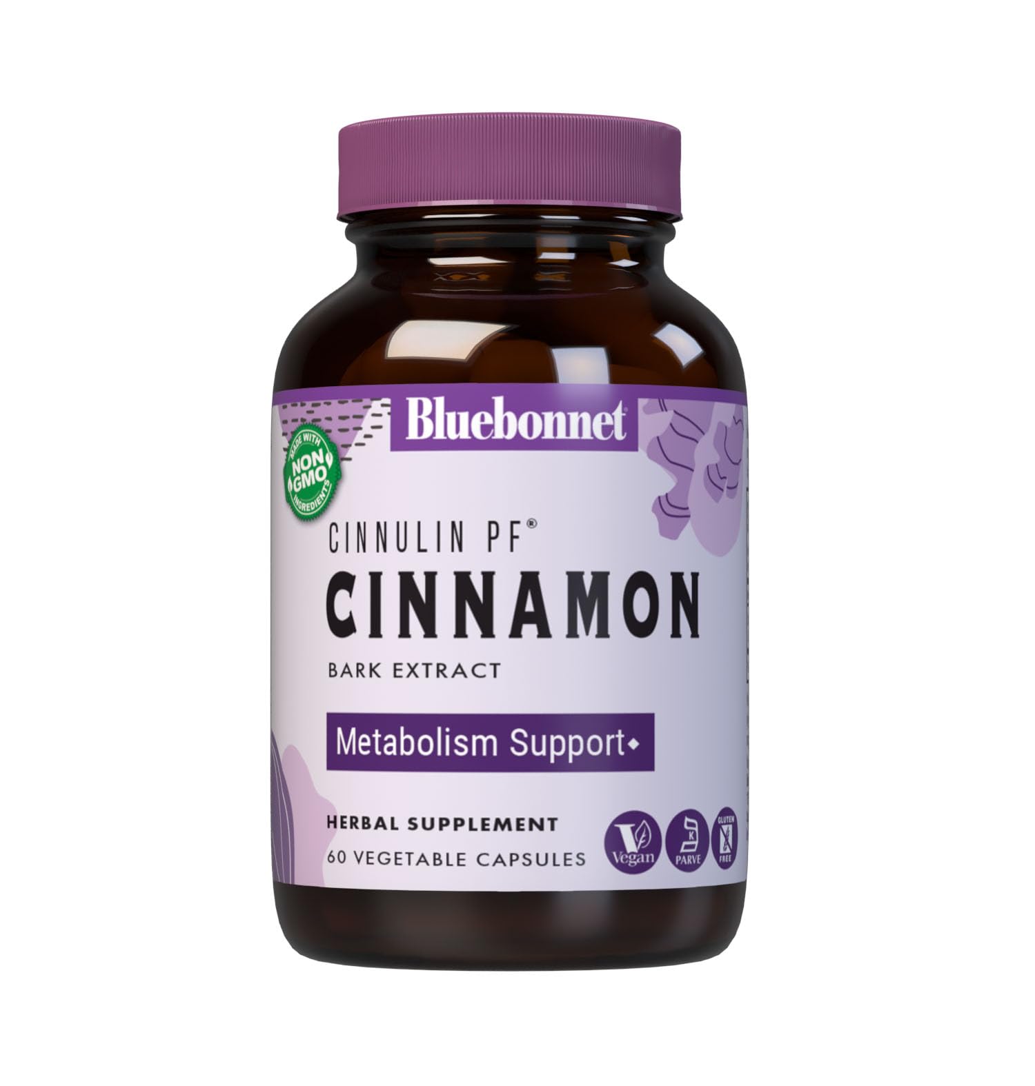 BlueBonnet Cinnulin PF Cinnamon Bark Extract Supplement bottle label