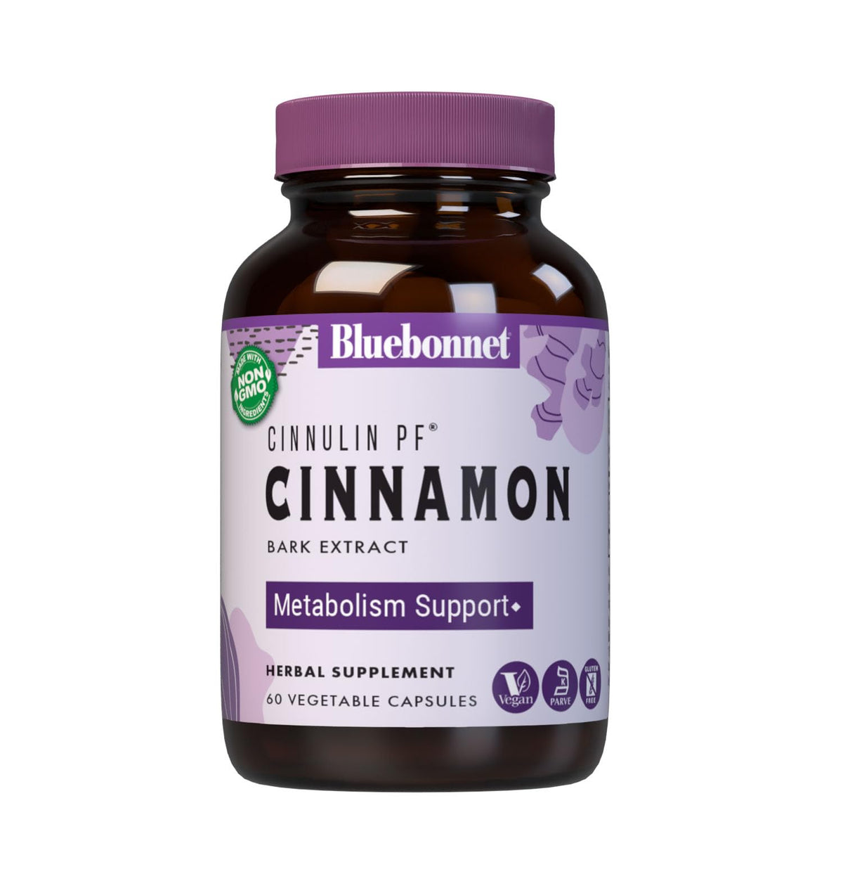 BlueBonnet Cinnulin PF Cinnamon Bark Extract Supplement bottle label