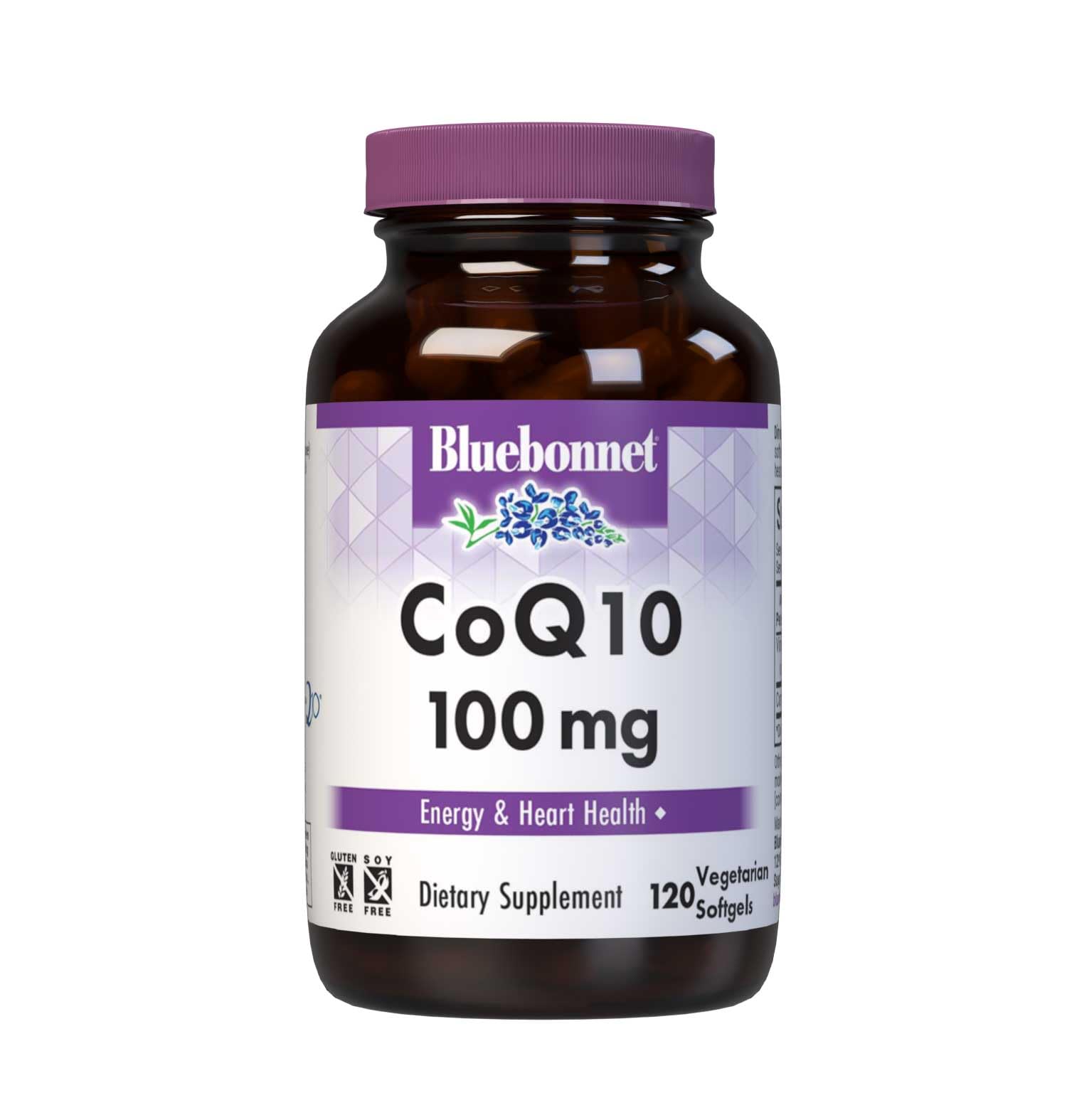 Front view of BlueBonnet CoQ10 100 mg Vegetarian Softgels bottle