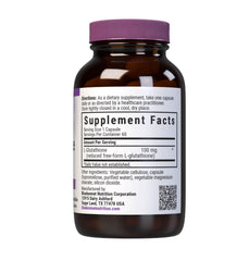 Close-up of Bluebonnet L-Glutathione 100 mg capsules