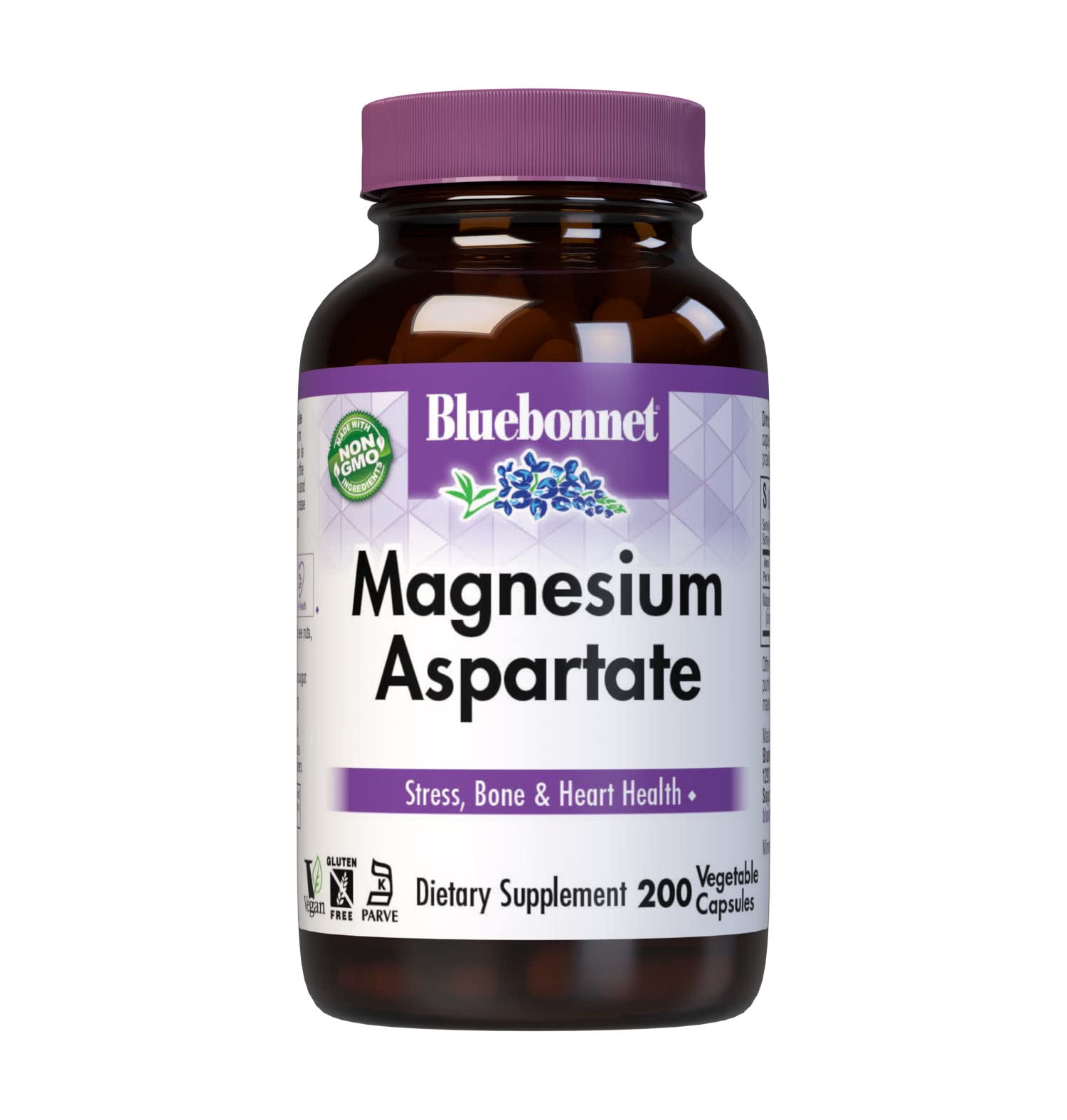 Bluebonnet Magnesium 400 mg Chelated Magnesium Aspartate bottle and capsules