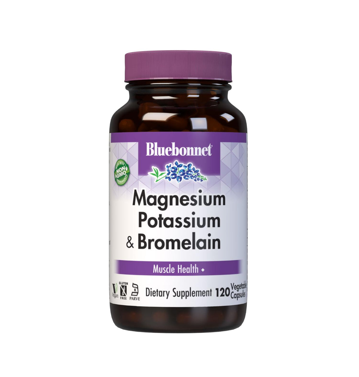 Bluebonnet Magnesium Potassium Bromelain supplement bottle - front view
