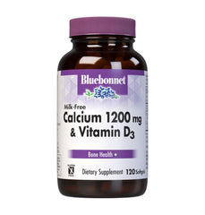 Bluebonnet Milk-Free Calcium 1200 mg + Vitamin D3 400 IU Softgels bottle front