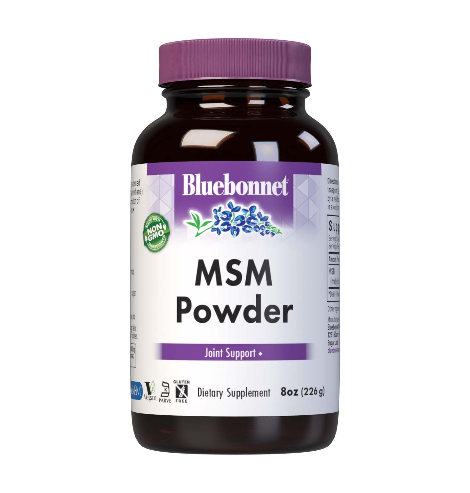 BlueBonnet MSM Powder 8 oz bottle front view