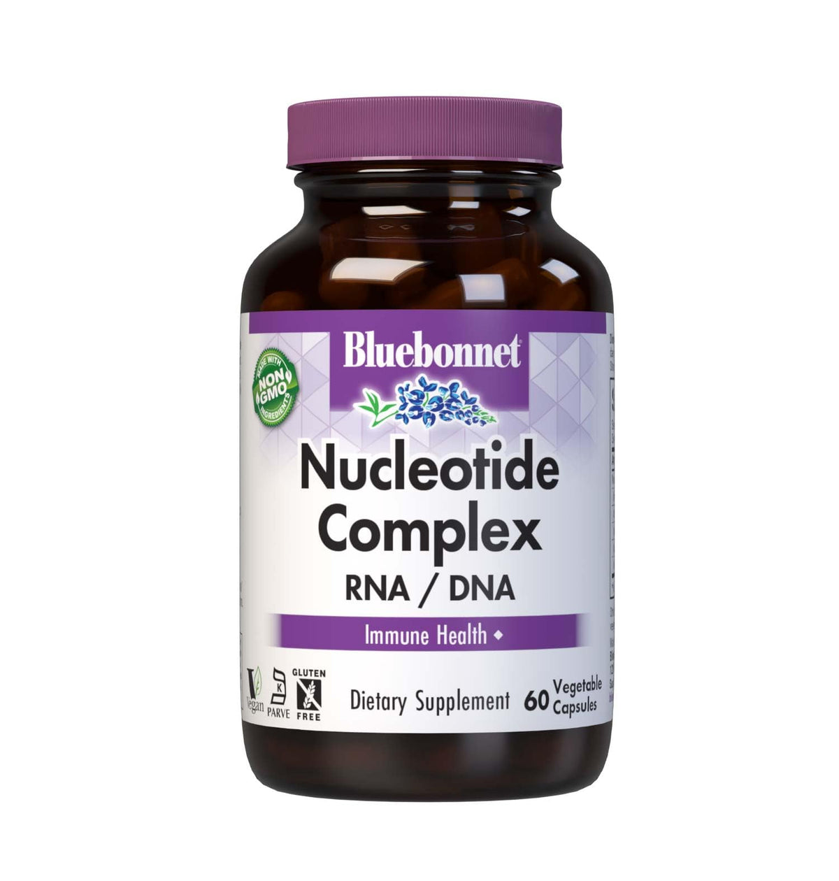 BlueBonnet Nucleotide Complex Supplement bottle front view - 60 count, White